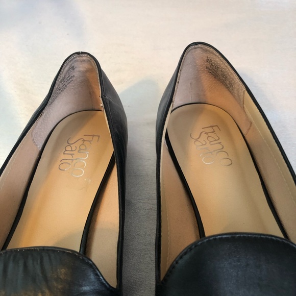 Franco Sarto Ladies 9 1/2 Black Leather Pointed Toe Slip Loafers - Picture 13 of 16